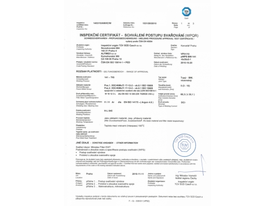 Inspektionzertifikat TÜV SÜD Tschechen 02