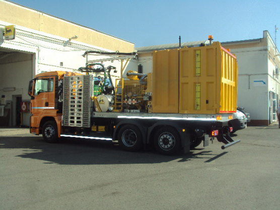 Ein Aufbau dem Wasserfräser auf dem Fahrgestellt MAN TGS 6X2